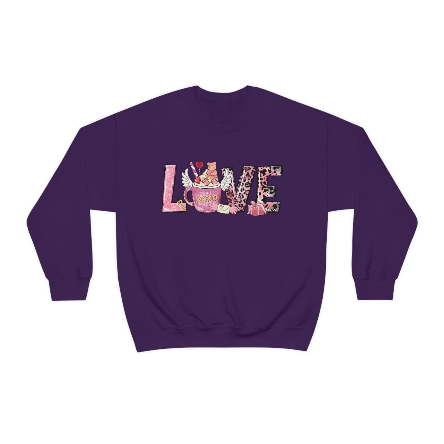 Leopard Valentines LOVE XOXO Crew Neck Sweatshirt
