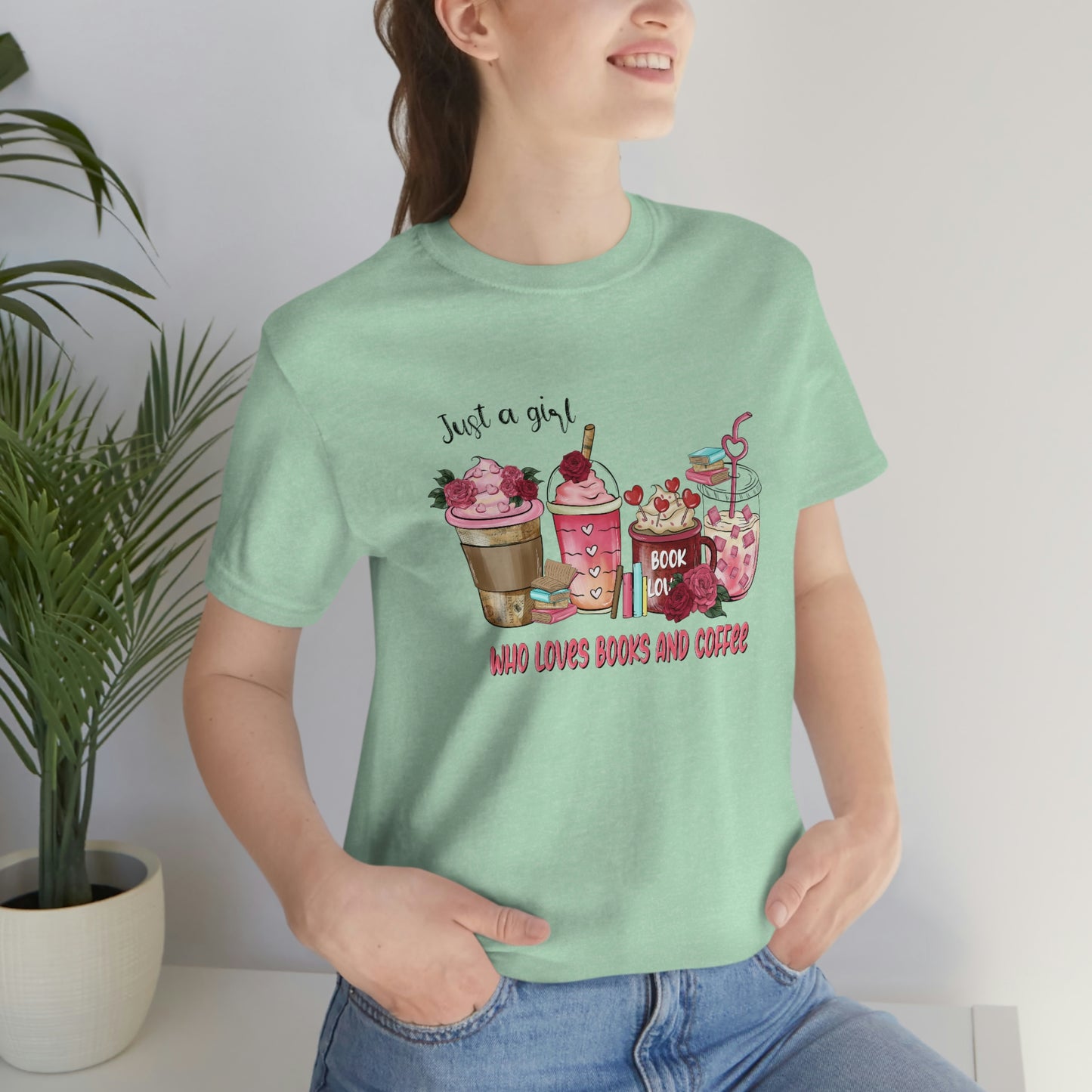 Just A Girl Who Loves Books & Coffee T-Shirt, Book Lover Tshirt, Valentines Books and Coffee Shirt